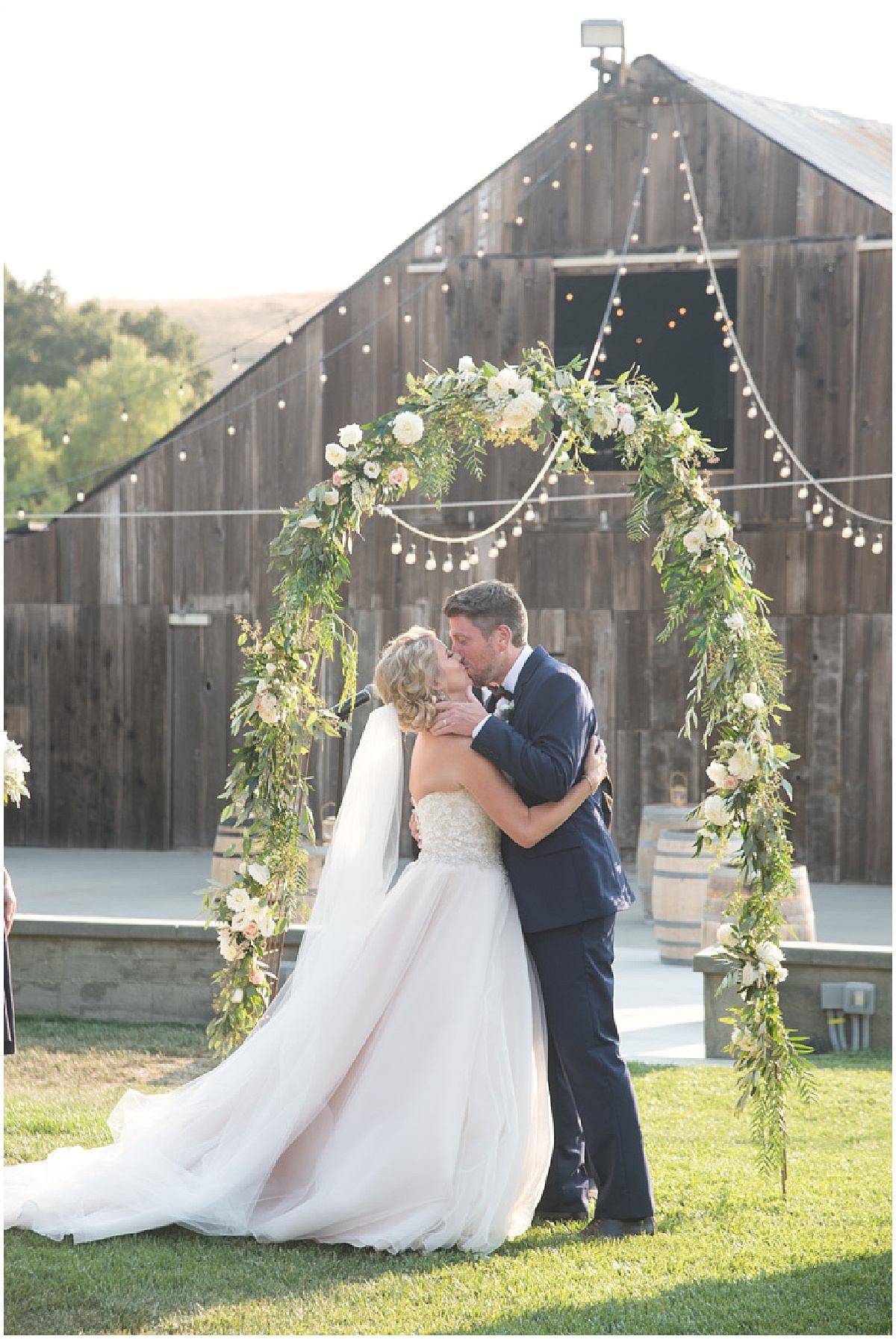 Natalie and Chris married at Higuera Ranch in San Luis Obispo, California navy and blush