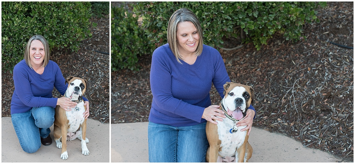 Amy and Toast the boxer at Talley Vineyards in Arroyo Grande California