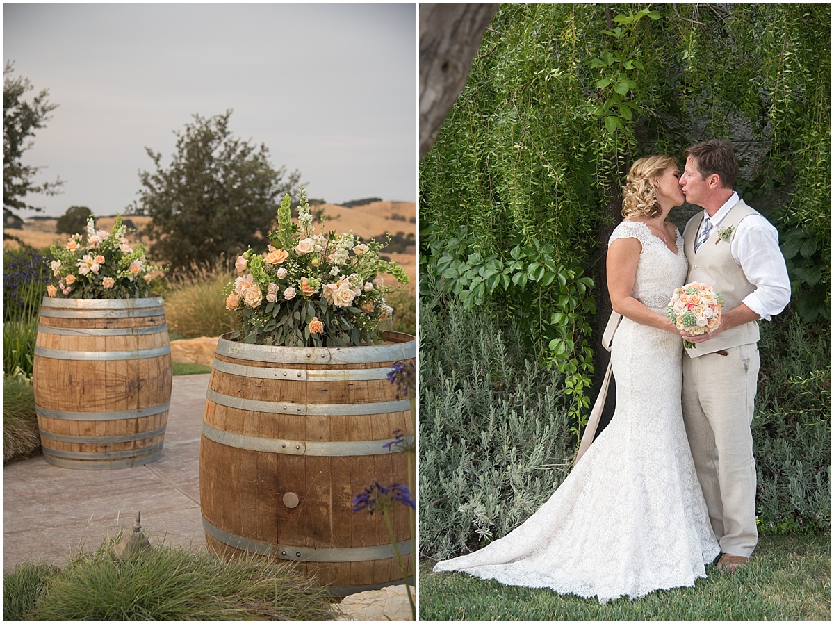 Aly and Steve married at Calcareous Winery in Paso Robles Ca, Succulents, light colors, greenery, view