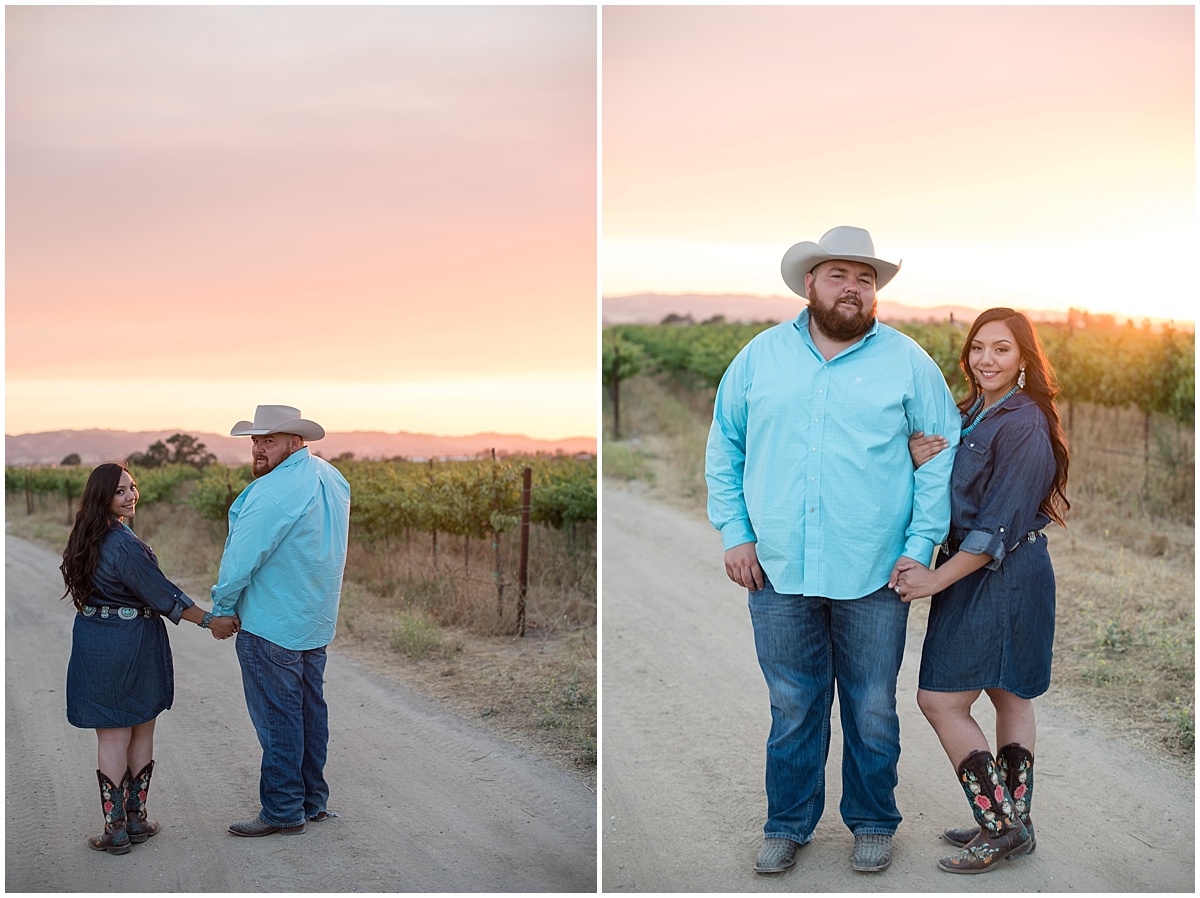 San Miguel Ranch Engagement Shoot with denim, roses, pig, and boots, country wedding