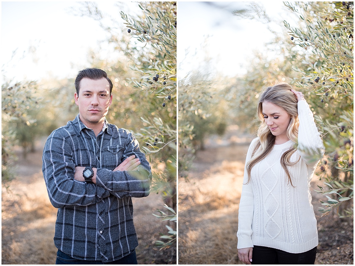 Pomar Junction Winter Engagment in Paso Robles, California with plaid and sweaters