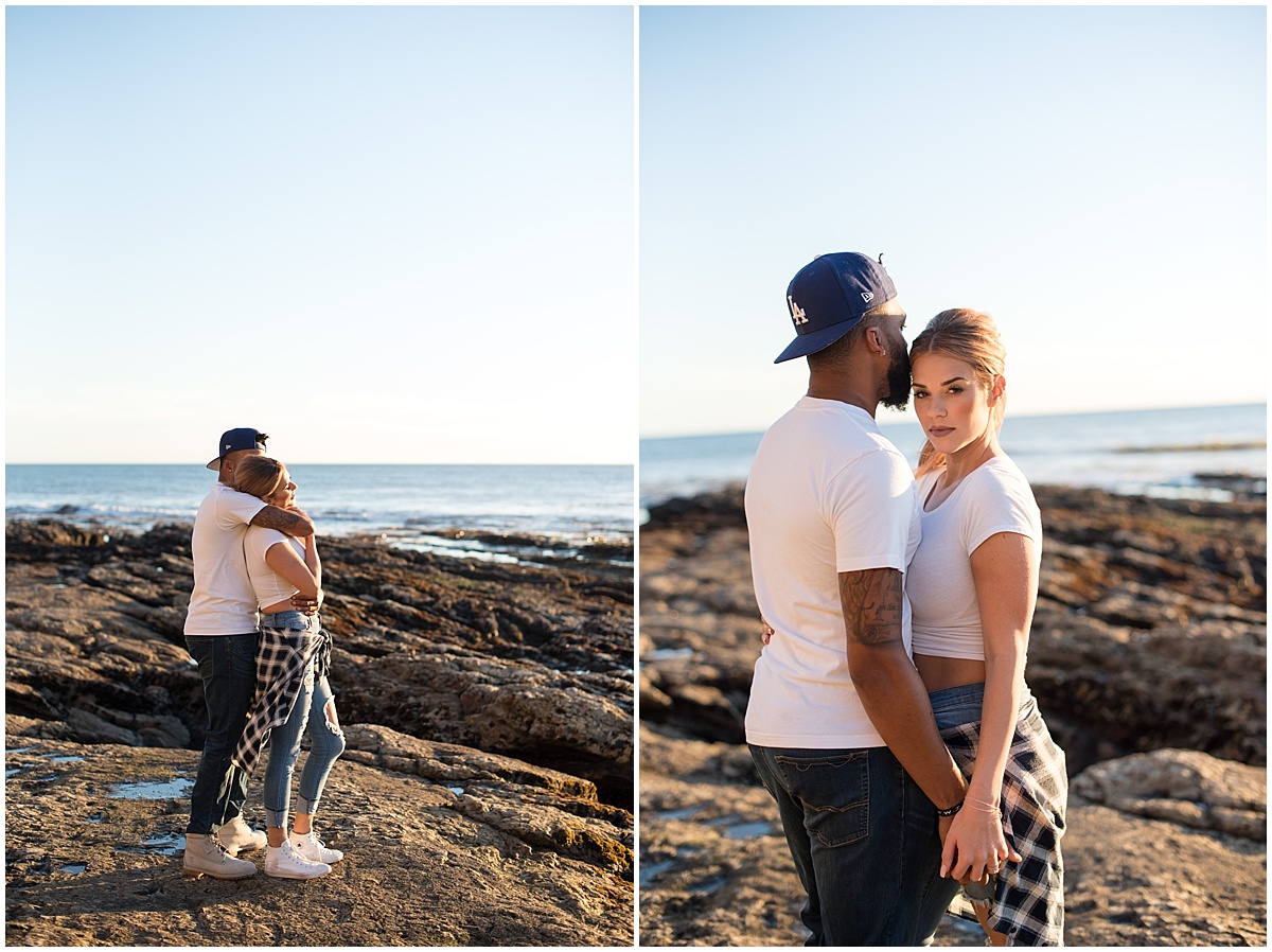 Honeymoon Photos during their Vacation at Shell Beach, California during that golden sunset