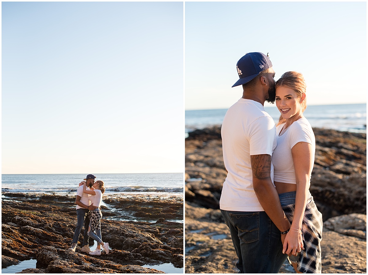 Honeymoon Photos during their Vacation at Shell Beach, California during that golden sunset