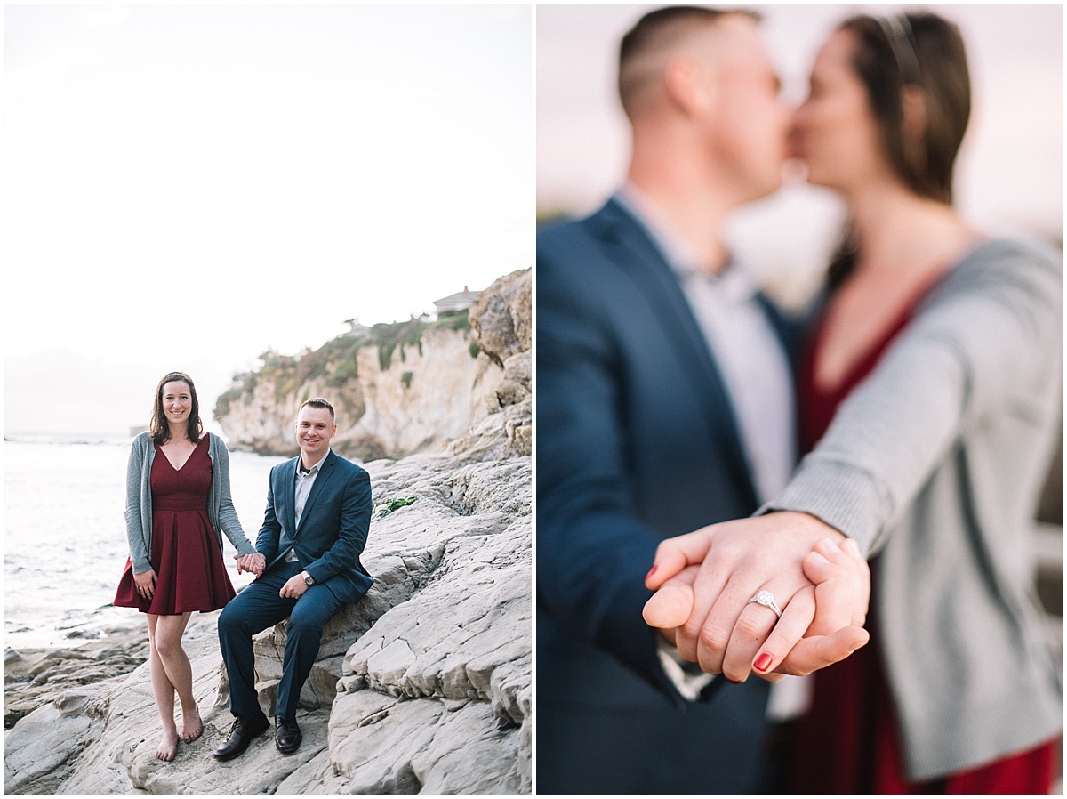 Proposal Session at Margo Dodd State Park in Pismo Beach, California with navy and burgundy