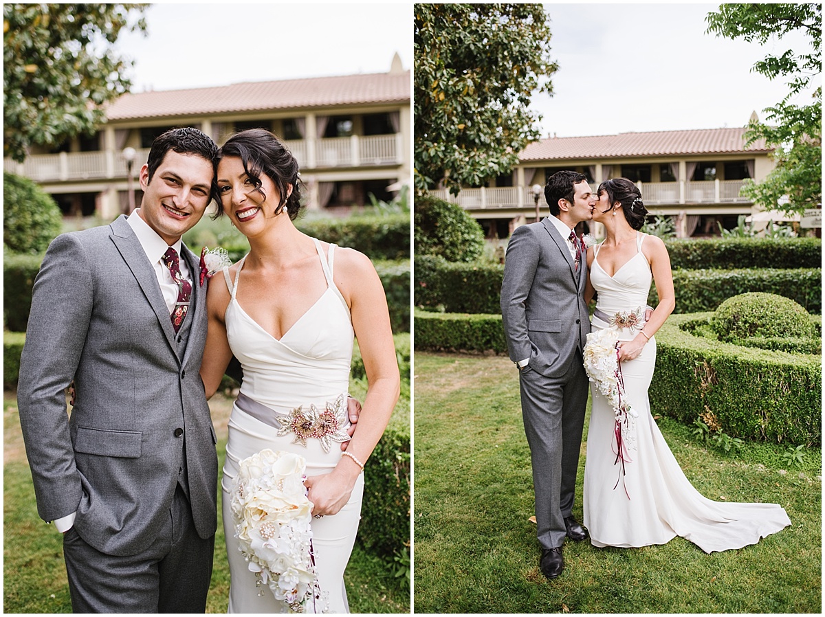 Paso Robles Inn Spring Garden Wedding with burgundy and florals