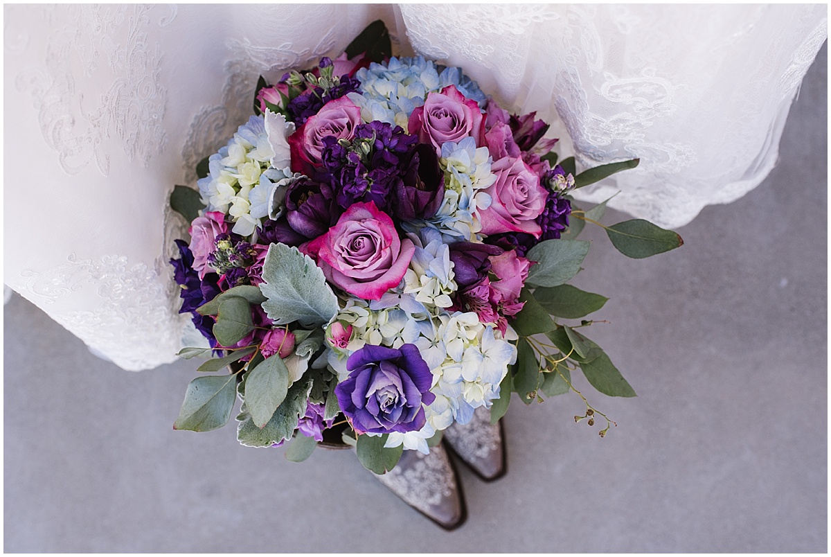 Pear valley Winery Summer Wedding with Purple Hues and cowboy boots