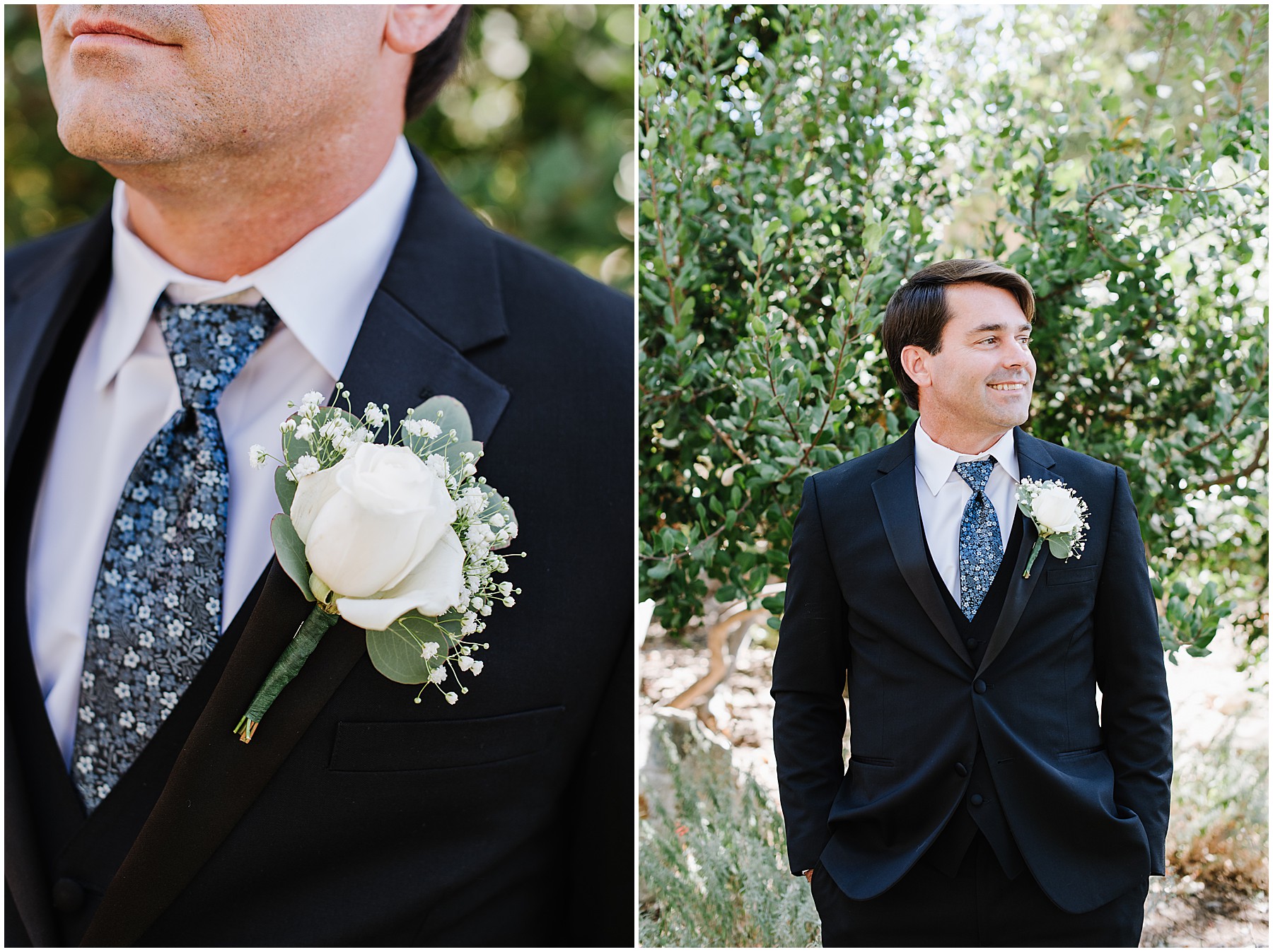 Pavilion on the Lake Atascadero Summer Wedding with blues and baby breath
