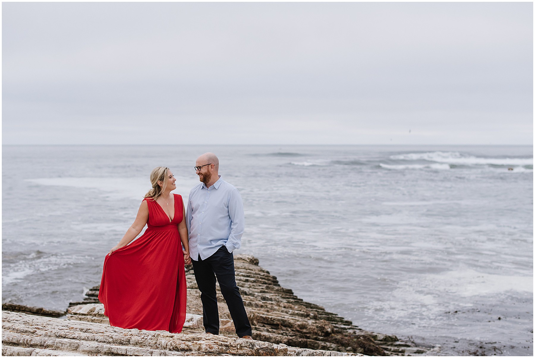 Montana De Oro Los Osos California Engagement Session with Red Dress