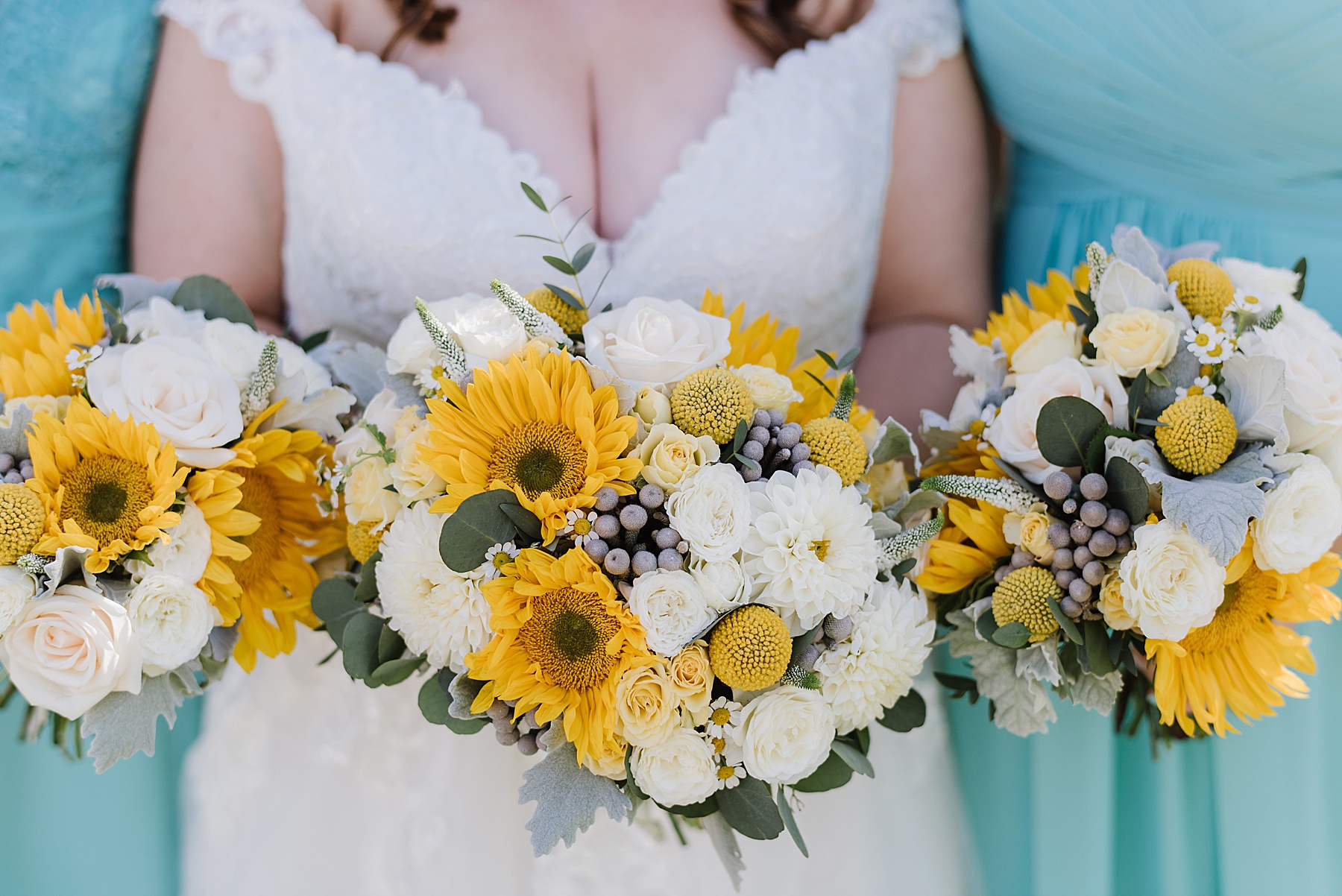 Ellas Vineyard Fall Wedding with bright blues and yellow