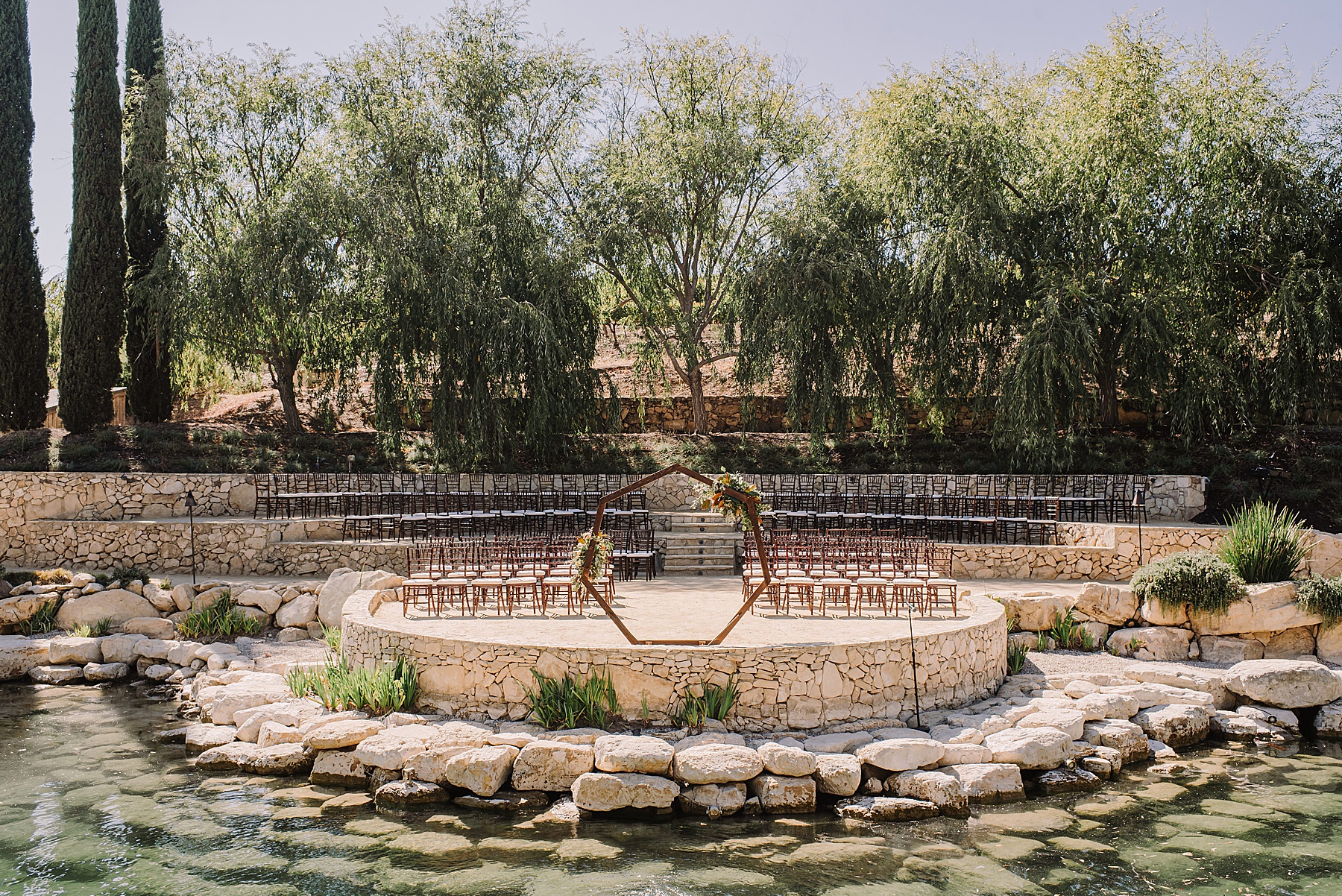 How to have a stress-free wedding day. Wide ceremony photo. Terra Mia Paso Robles, California