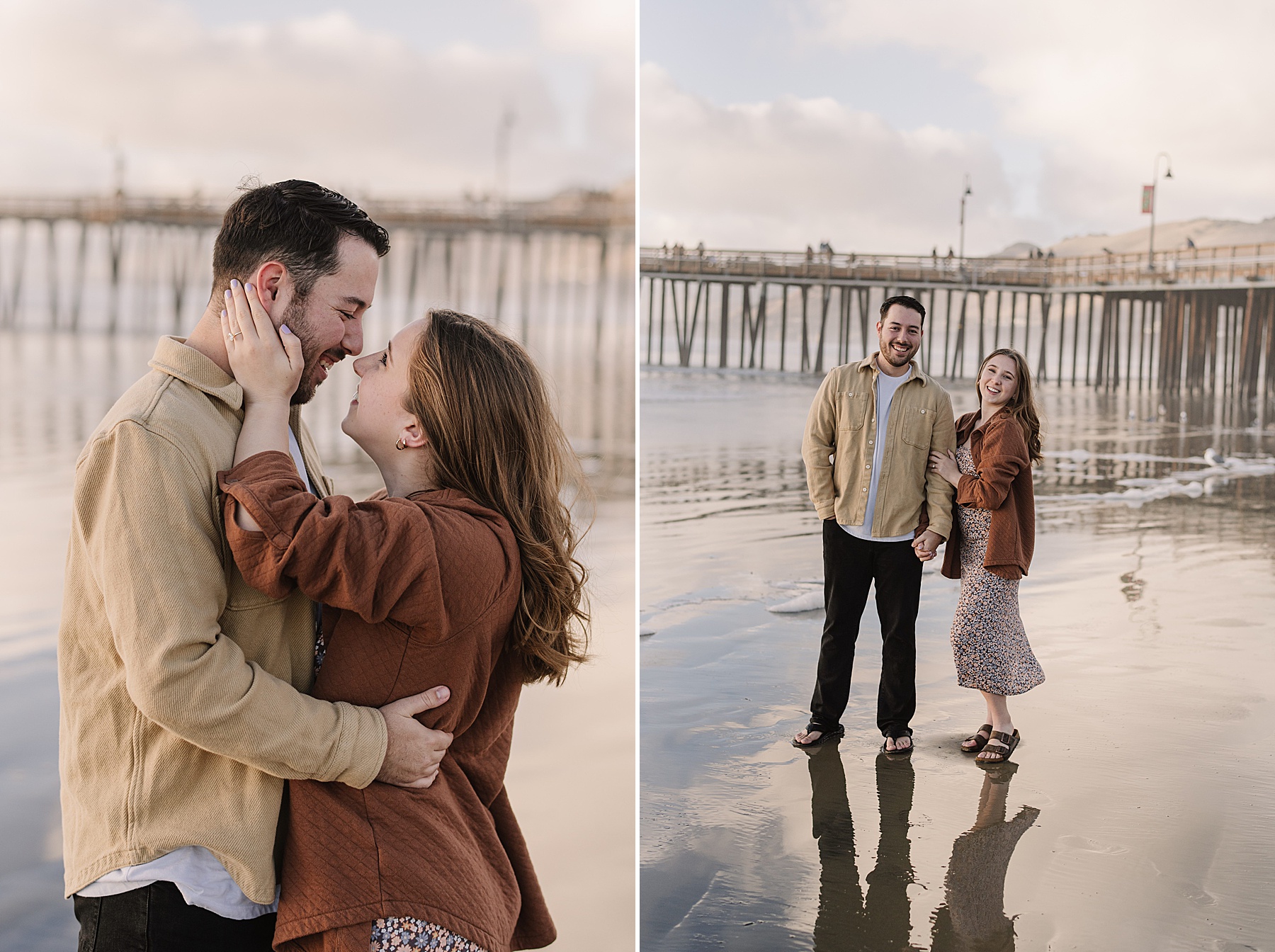 Couple pose on SLO-county beach after planning their surprise proposal.