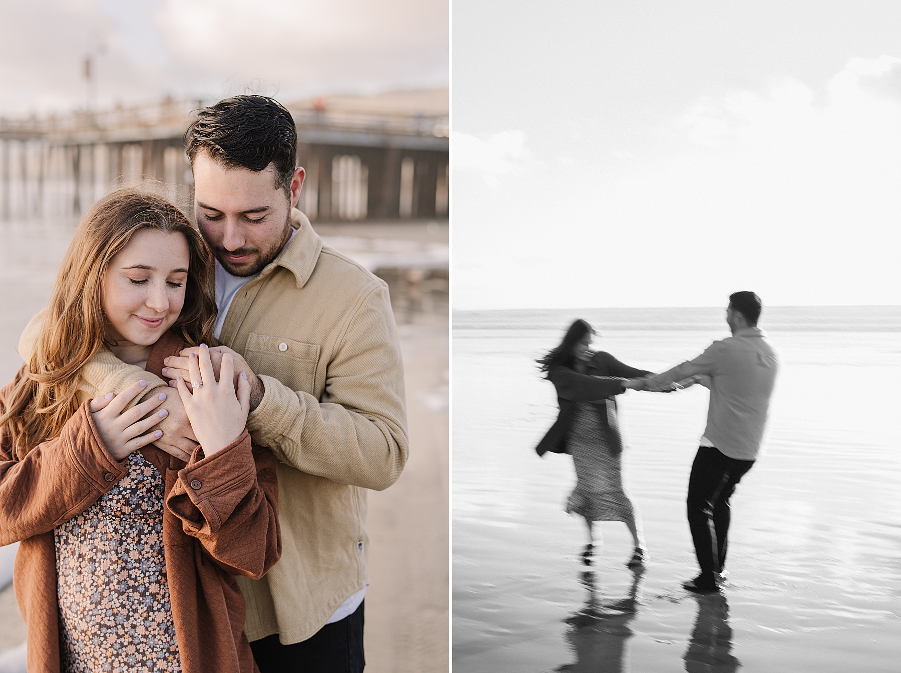 After planning a surprise elopement, a couple poses on central California coast.
