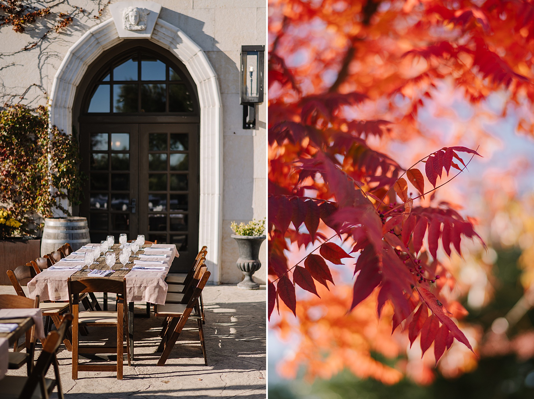 A beautifully set outdoor dining table at Tooth + Nail Winery, ready for an elegant Quinceañera celebration under the California sun.