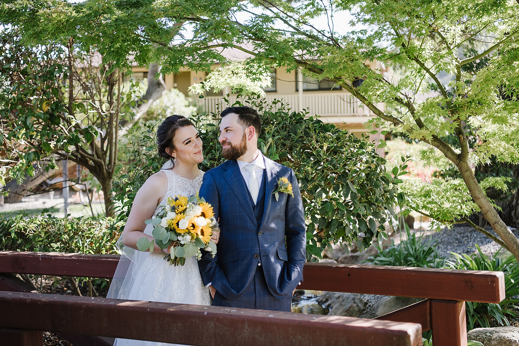 Paso Robles Inn Summer Wedding with blues and sunflowers