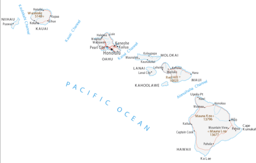 Geographic Map of Hawaii's 7 Islands